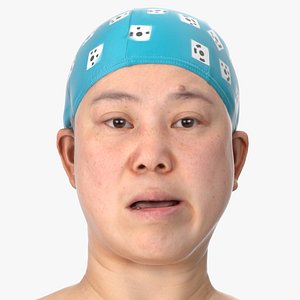 3D Mei Human Head Jaw Sideways Right AU30 Clean Scan model