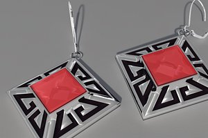 diamond shaped earrings 3d model