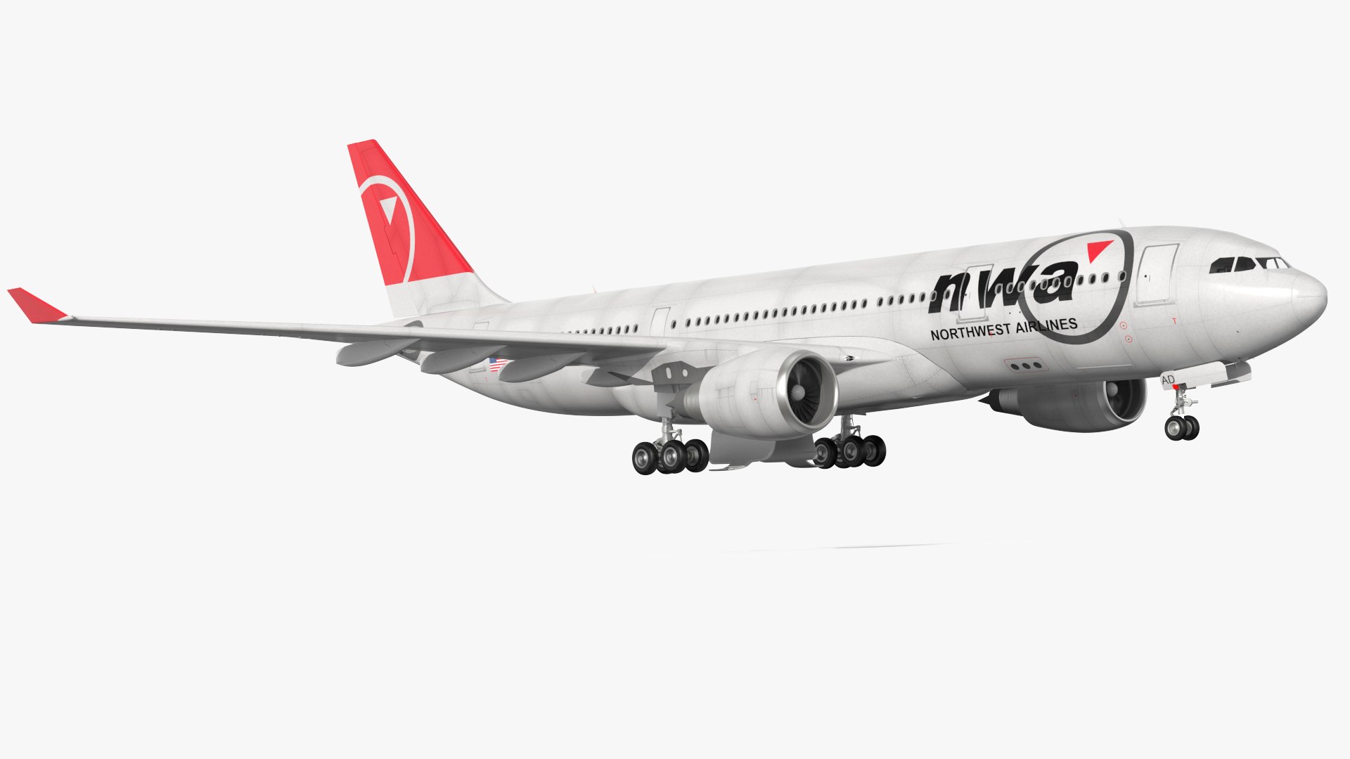 Airbus A330-200 Northwest Airlines Rigged 3D model preview