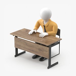 3D model Stickman at the Table