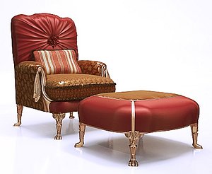 classical armchair ottoman 3d model