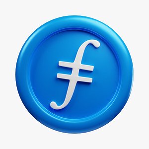 Filecoin or FIL Blue Crypto Coin with cartoon style 3D