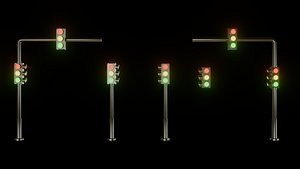 Traffic Lights and Signal System - Low Poly Game Ready