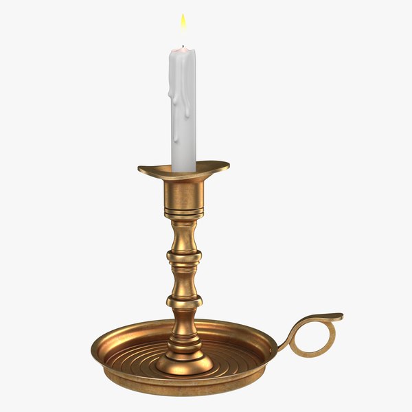 antique brass candle holder 3d 3ds