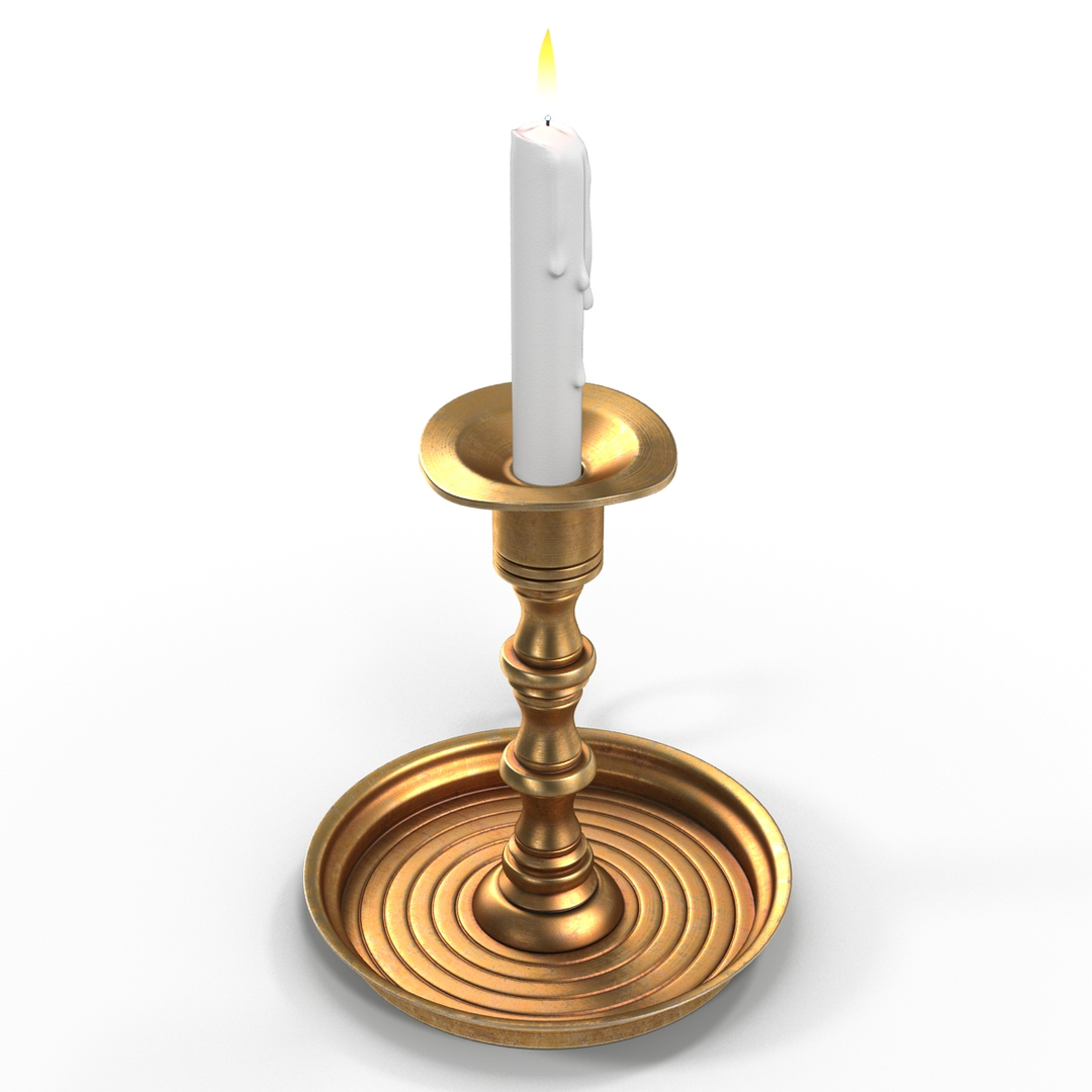 antique brass candle holder 3d 3ds