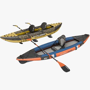 Kayak 02 Single Mat Blue and Yellow All PBR Unity UE Textures model