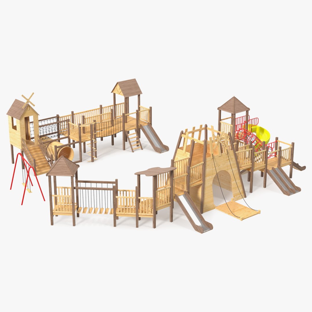 Wooden Playground Structure 3D model preview