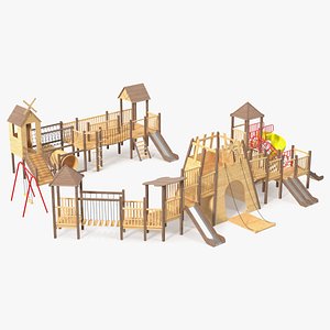 Wooden Playground Structure 3D model