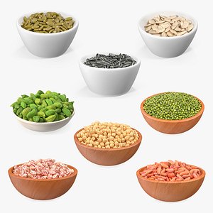 3D Beans and Seeds in a Bowl Collection 3 model