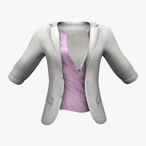 Mens Rolled Sleeve Casual Jacket With Loose Tshirt 3D model