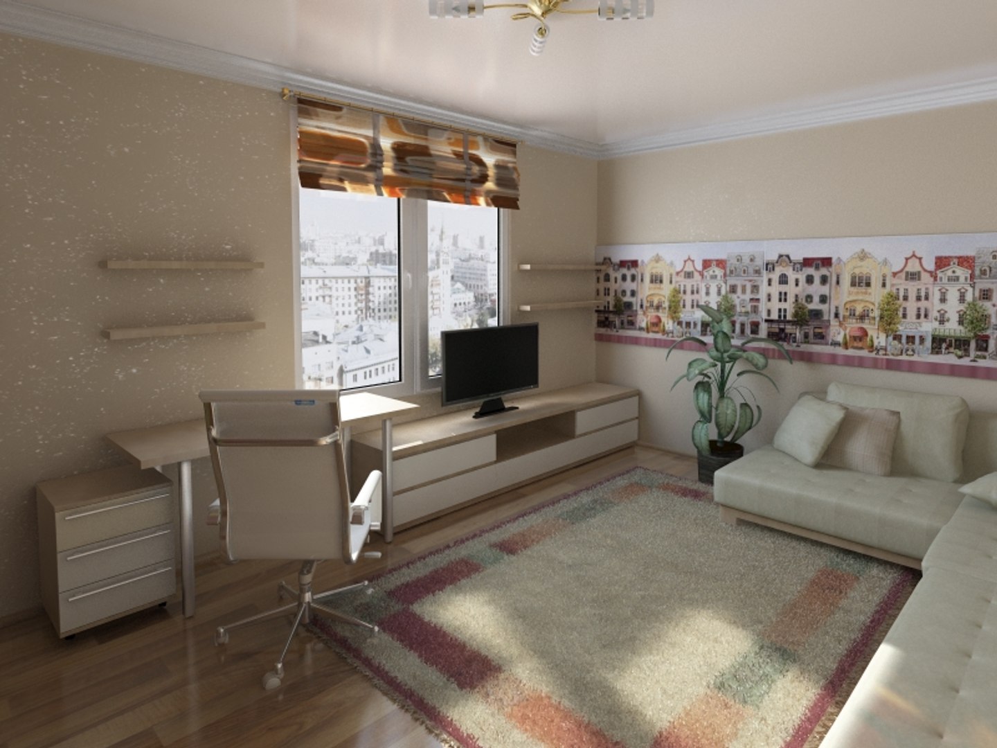 3d interior room furniture scene model