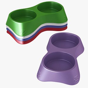 3D Plastic Pet Bowl 2pcs model