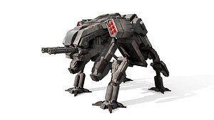 3D military robot guard unit lowpoly