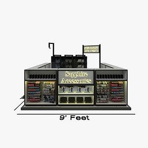 Mobile  Laptop Accessories Kiosk 9x5 Ft Shopping Mall Stand