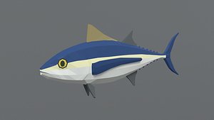 Low Poly Cartoon Tuna Fish