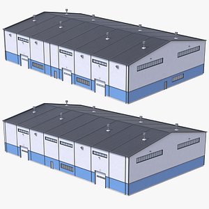 Industrial Buildig 39 Blue 3D model