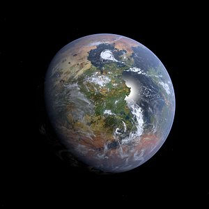 Fictional Alien Earth-like Planet 2 12k 3D