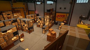 Stylized Low Poly FPS Map 1 - Warehouse