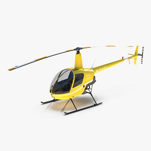 helicopter robinson r22 yellow 3d model