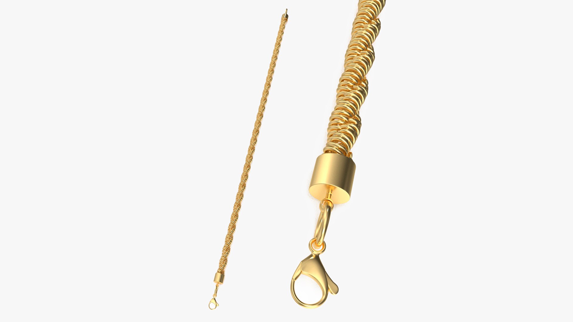 Golden Rope Chain 3D model preview