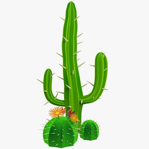 3D cartoon cactuses model