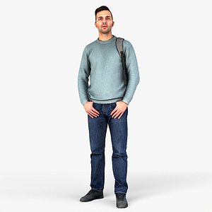 3D Handsome Guy in a Blue Sweater model