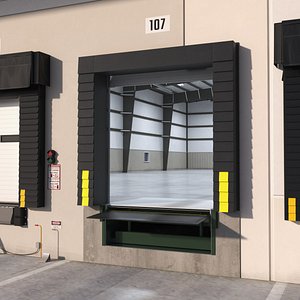 3D Retractable Truck Dock Shelter with Rolling Door Rigged model