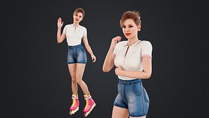 3D Roller Skating Woman