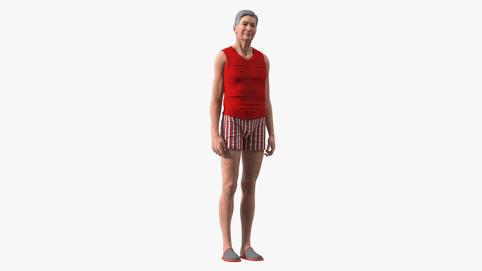 Chinese Elderly Man Underwear Style Rigged for Maya 3D model preview