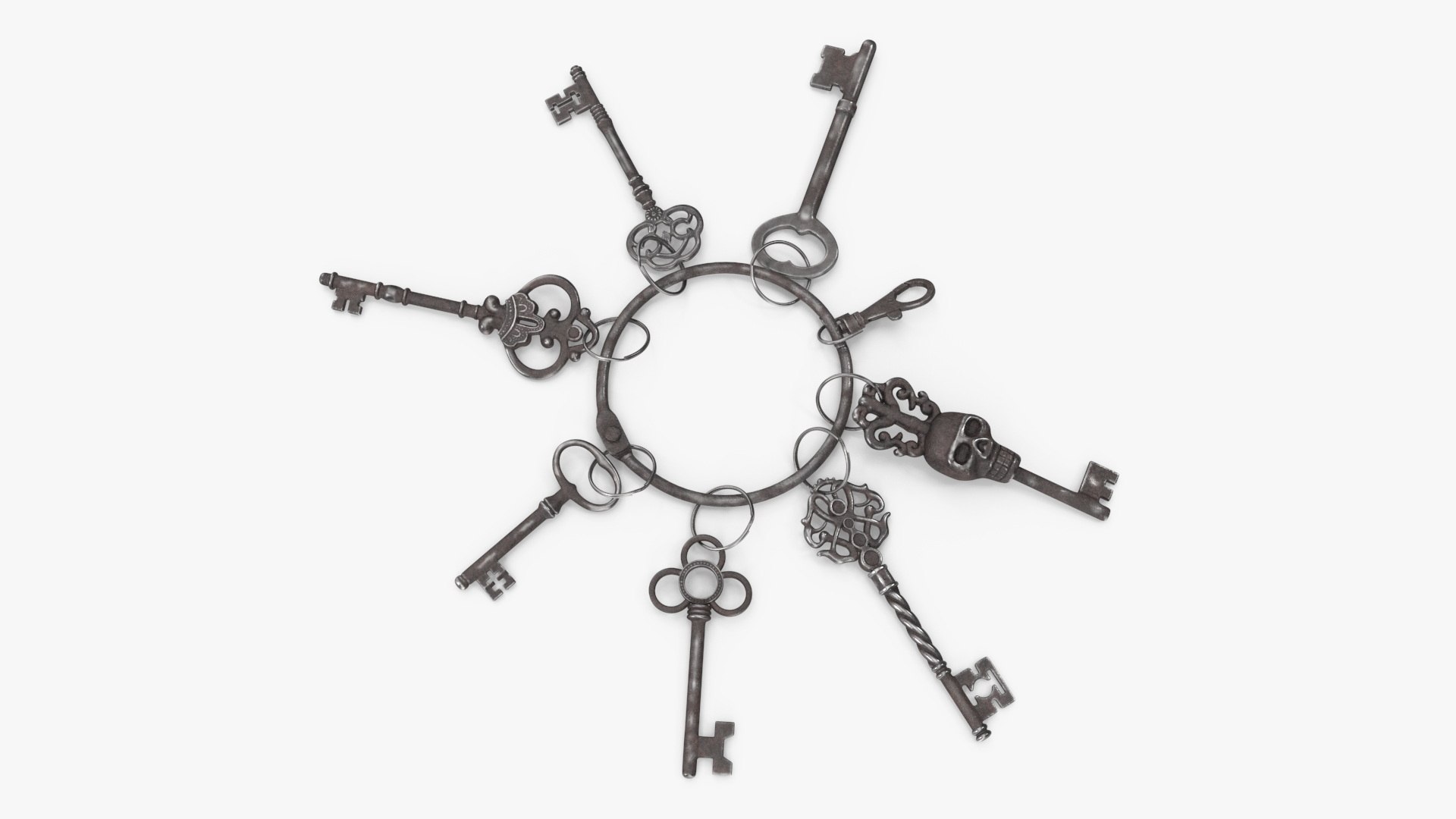 Historical Keys Ring Steel 3D model preview