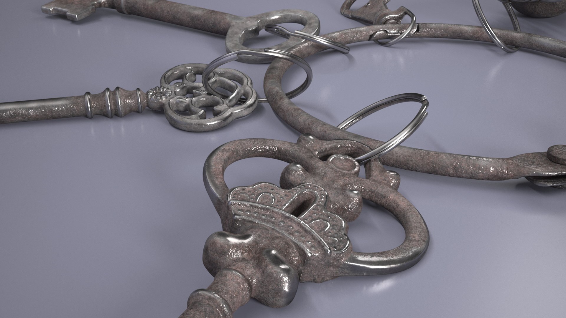 3D Historical Keys Ring Steel - TurboSquid 2246242