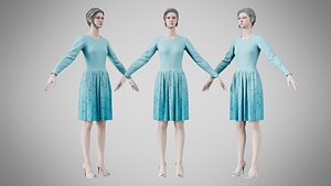 3D Dress 05 Sky Blue With Design