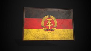 Old Picture Frame With East Germany  Flag - Game Ready PBR Low-poly 3D Model 3D model
