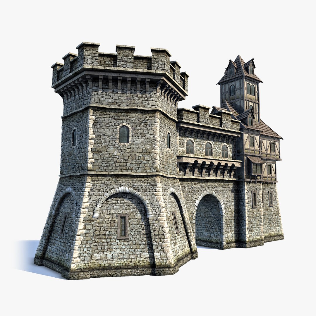 3d model medieval fantasy town gate