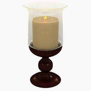 wooden glass vase candle 3D model