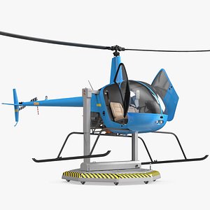 Small Helicopter Training Machine Blue Rigged for Maya