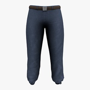 3D Men Blue Tucked In Legs Denim Pants model