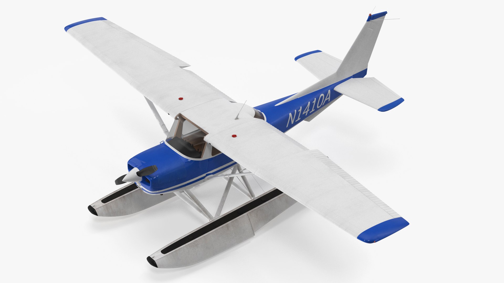 Seaplane with Floats Cessna 150 Rigged for Cinema 4D 3D model for vehicle visualization, games, animation, transport scenes, and automotive rendering