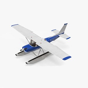 Seaplane with Floats Cessna 150 Rigged for Cinema 4D