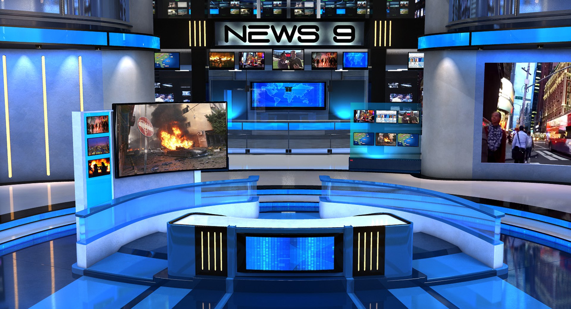 3D Virtual Set News Studio Model TurboSquid 1248991
