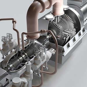 3D steam turbine 350mw model