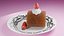 High-Detail Strawberry Swiss Roll Cake with Plate