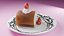 High-Detail Strawberry Swiss Roll Cake with Plate