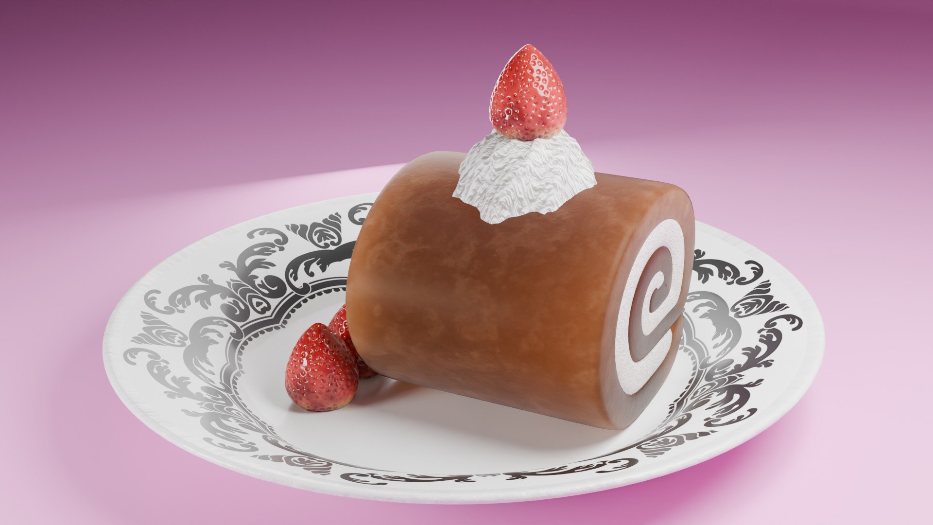 High-Detail Strawberry Swiss Roll Cake with Plate 3D model https://p.turbosquid.com/ts-thumb/Kw/AxEo1U/Zh/cake_09/jpg/1784653044/1920x1080/fit_q87/81d863a1715218a6772ffb5d3b0728a8a4be2cbb/cake_09.jpg