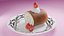 High-Detail Strawberry Swiss Roll Cake with Plate