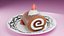 High-Detail Strawberry Swiss Roll Cake with Plate