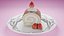 High-Detail Strawberry Swiss Roll Cake with Plate