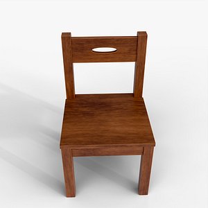 Classic Wooden Dining Chair 3D Model