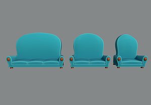 cartoon sofas 3D model