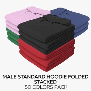 Male Standard Hoodie Folded Stacked 50 Colors Pack 3D model